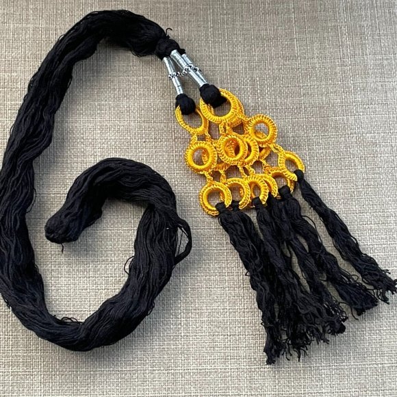 Hair Pranda Black/Yellow Tone Cultural Hair Accessory Traditional Parandi - Picture 8 of 8